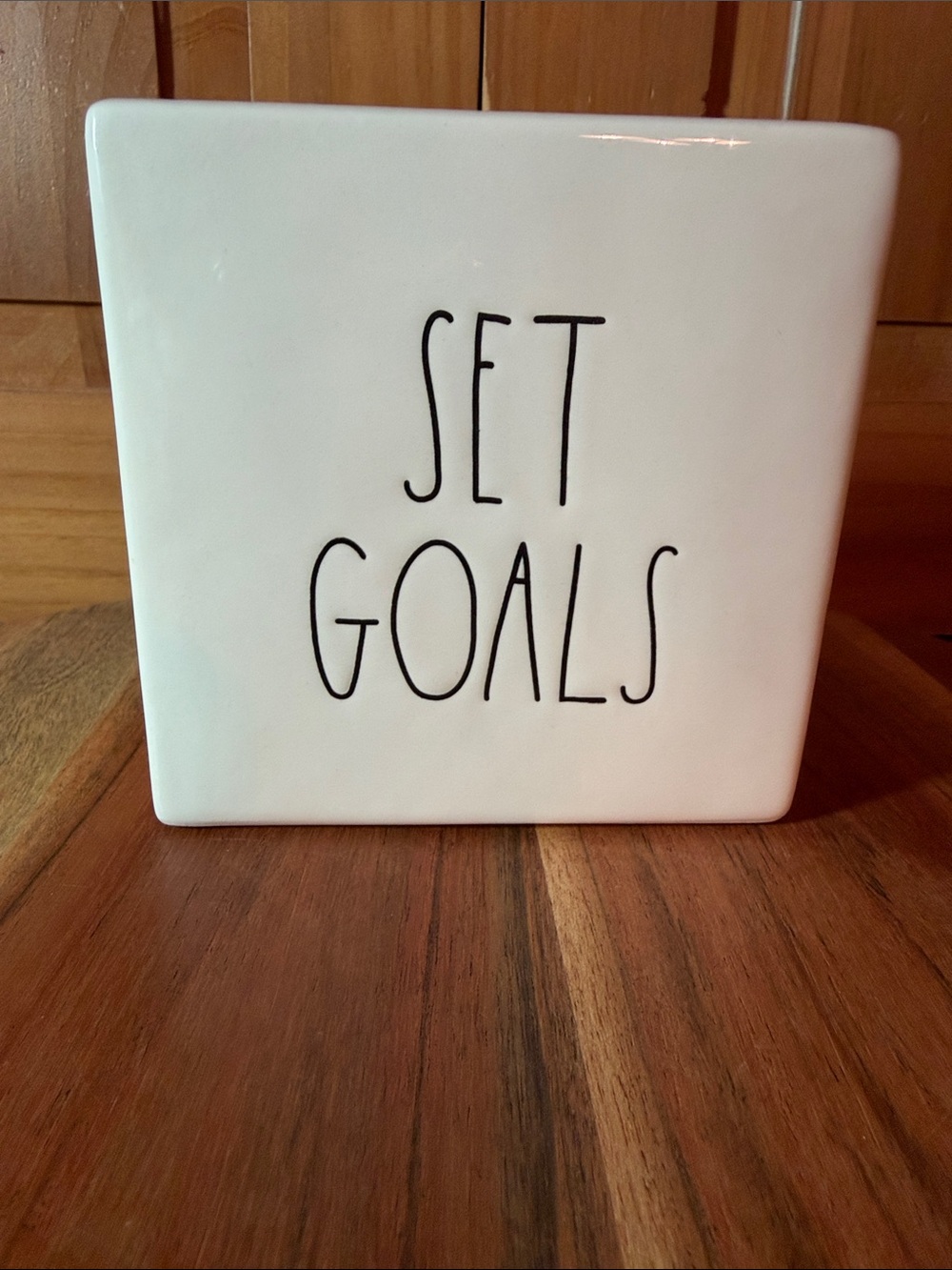 Rae Dunn Ceramic office decor - "Set Goals Crush Them"